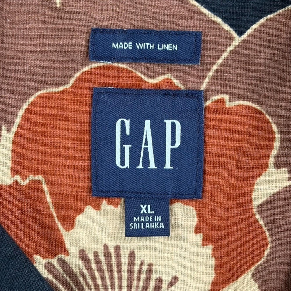 Gap April Bloom Floral Aloha Linen Blend Camp Loop Collar Shirt Men XL NWOT - Picture 2 of 7